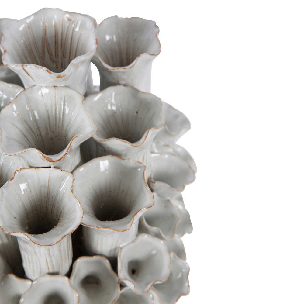 Tubular Coral Ceramic Vase White