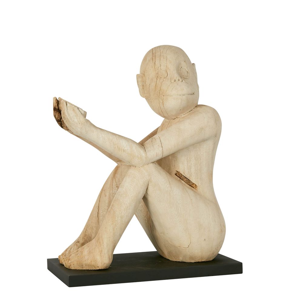 Wood Monkey On Stand