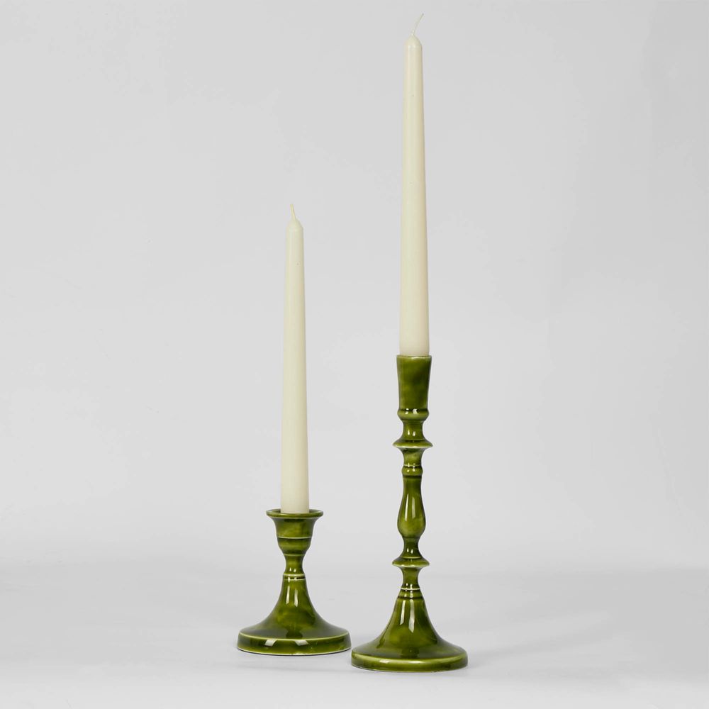 Saxsa Enamel Candle Stand Green