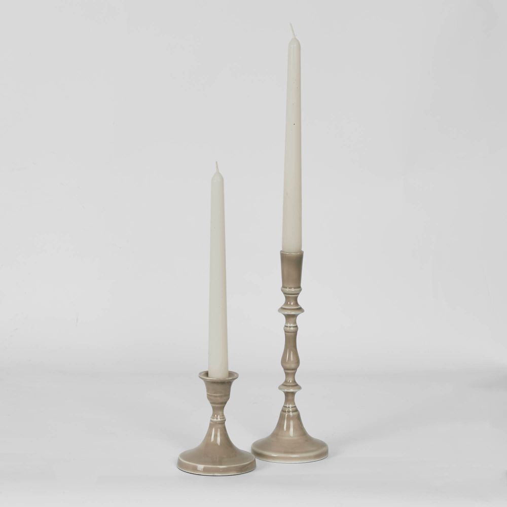 Saxsa Enamel Candle Stand Taupe