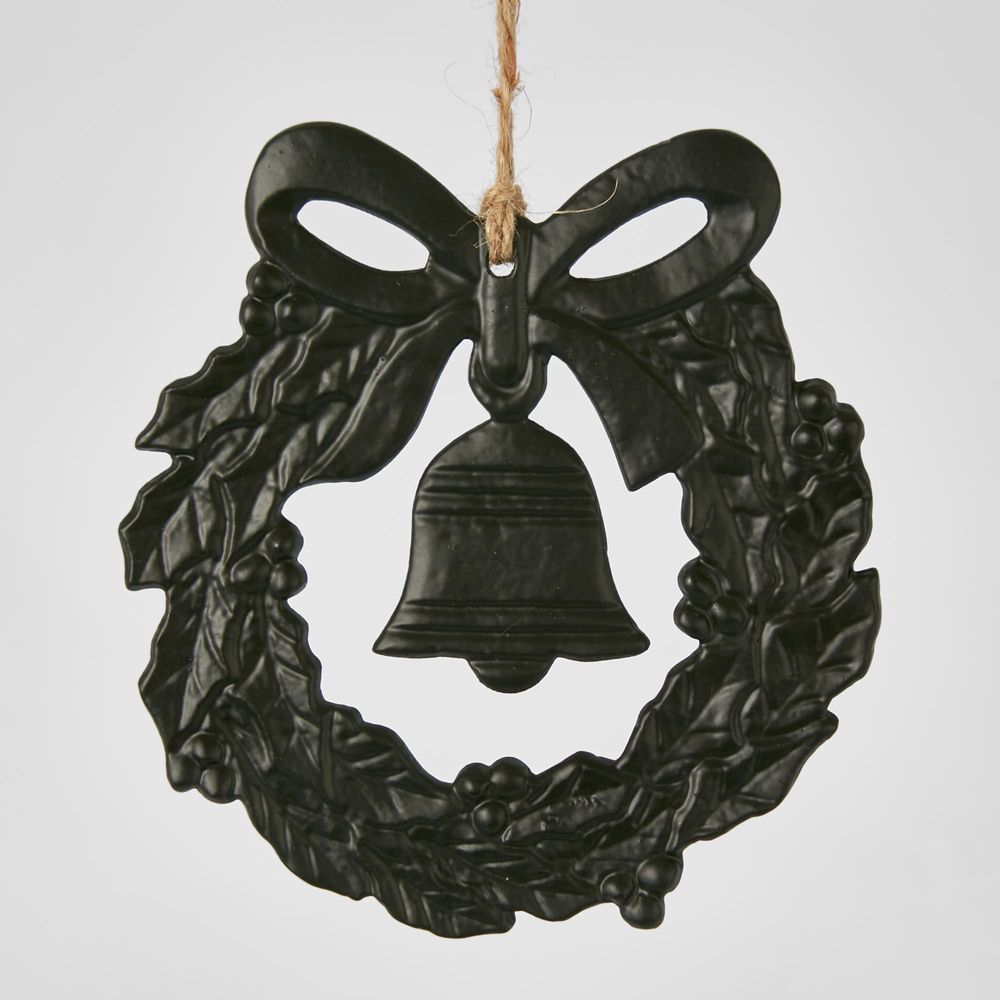 Mini Bell Wreath Ornament Black Lge