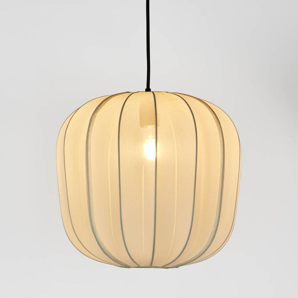 Pumpkin Ceiling Pendant Medium Ivory With Black Cord Drop