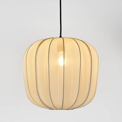 Pumpkin Ceiling Pendant Medium Ivory With Black Cord Drop