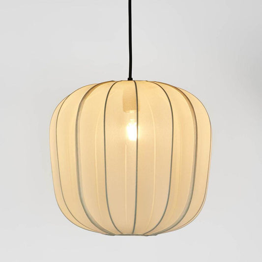 Pumpkin Ceiling Pendant Medium Ivory With Black Cord Drop