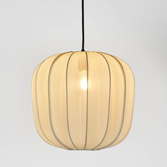 Pumpkin Ceiling Pendant Medium Ivory With Black Cord Drop