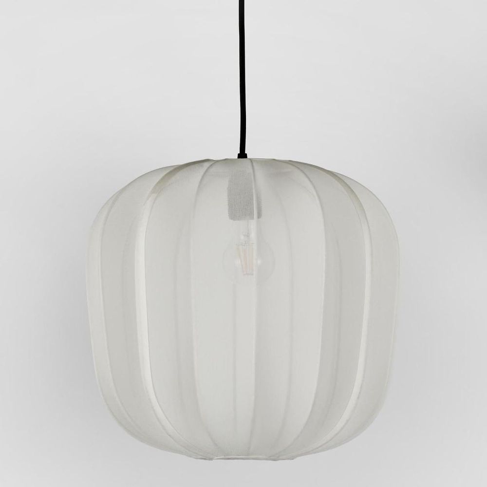 Pumpkin Ceiling Pendant Medium Ivory With Black Cord Drop