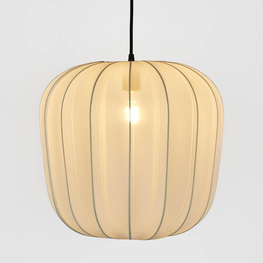 Pumpkin Ceiling Pendant Large Ivory With Black Cord Drop