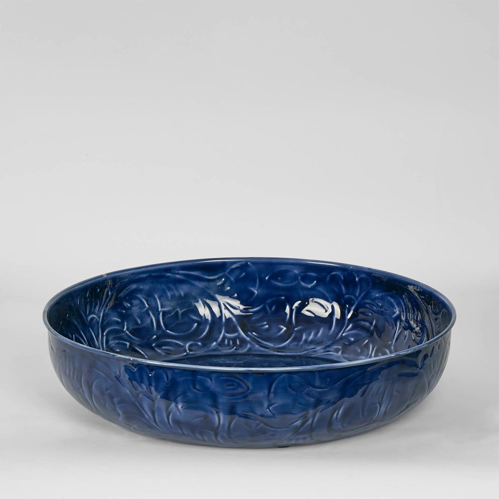 Embossed Enamel Bowl Lge Blue