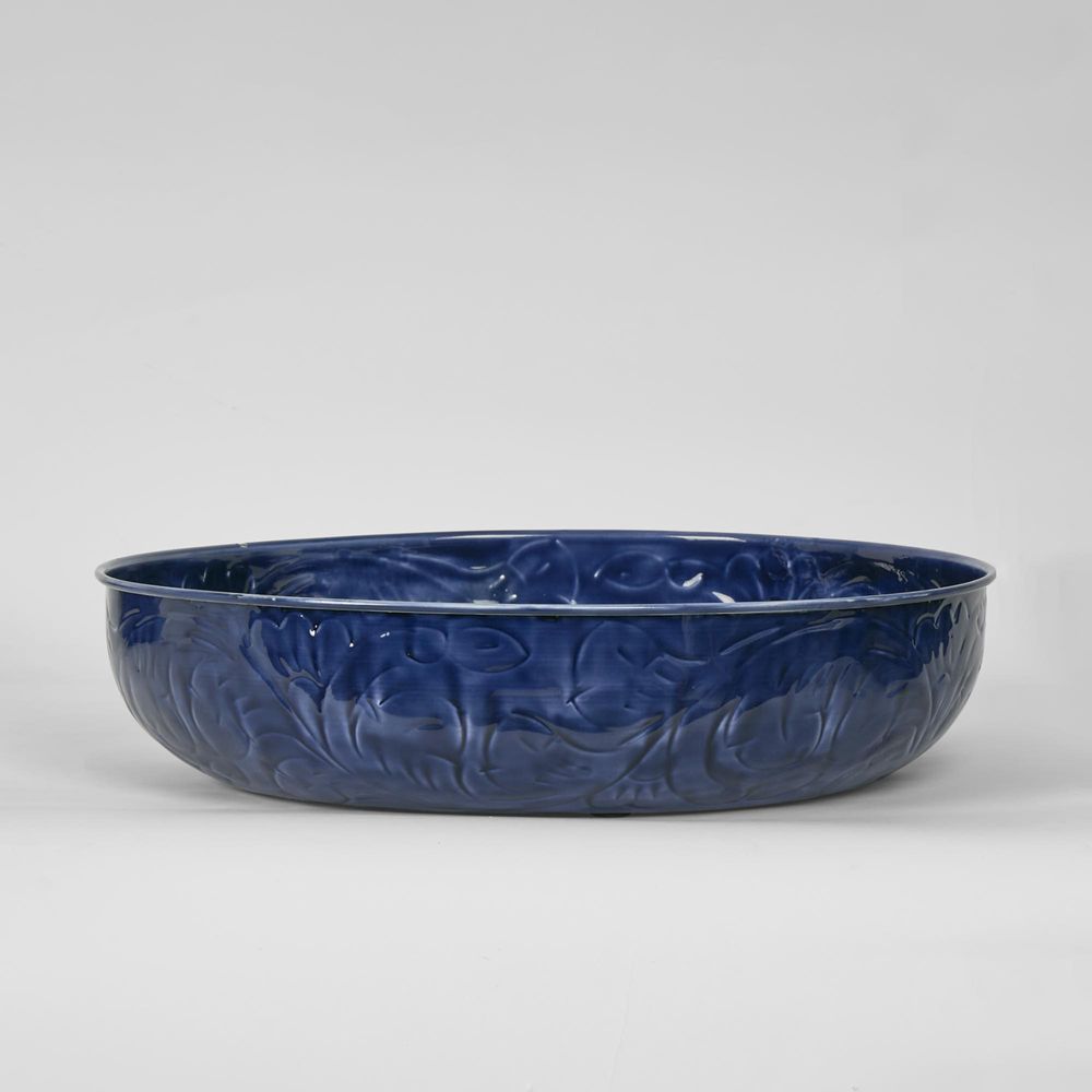 Embossed Enamel Bowl Lge Blue