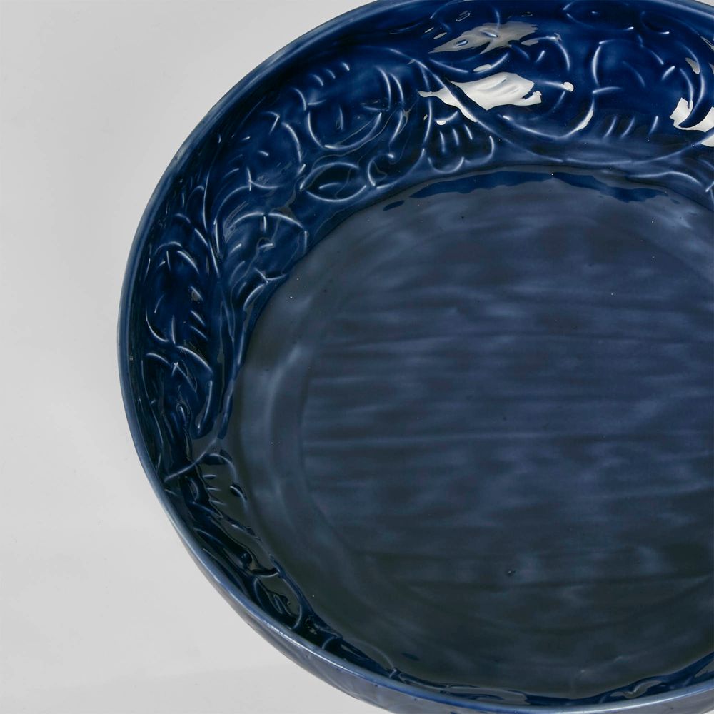 Embossed Enamel Bowl Lge Blue