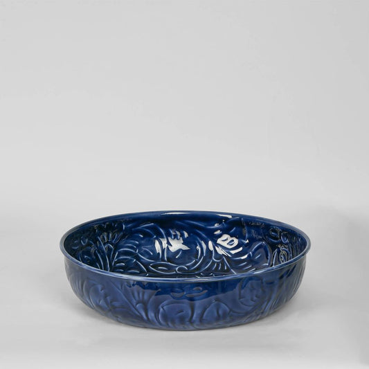 Embossed Enamel Bowl Sml Blue