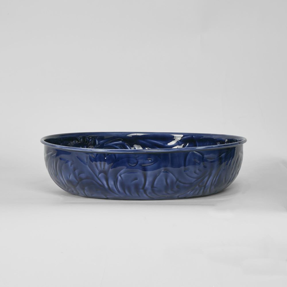 Embossed Enamel Bowl Sml Blue