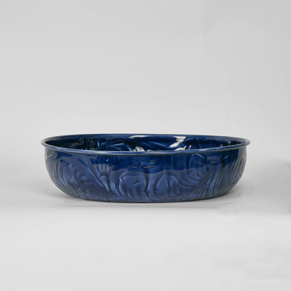 Embossed Enamel Bowl Sml Blue