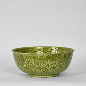 Enamel Bowl Embossed Green