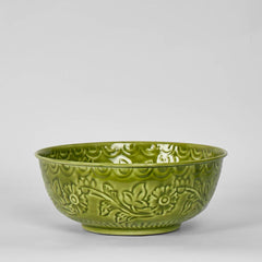 Enamel Bowl Embossed Green