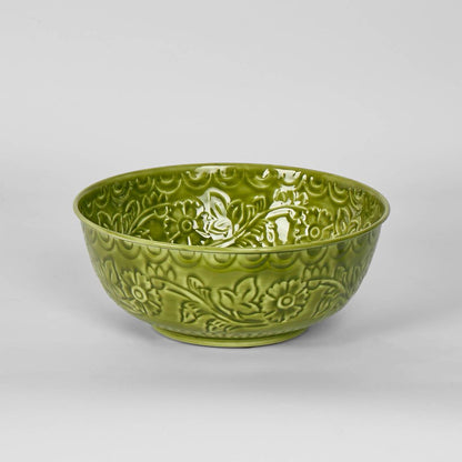 Enamel Bowl Embossed Green