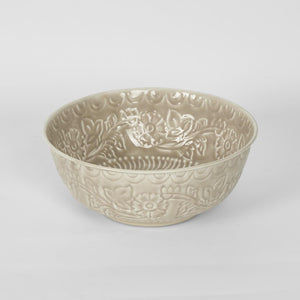 Enamel Bowl Embossed Taupe