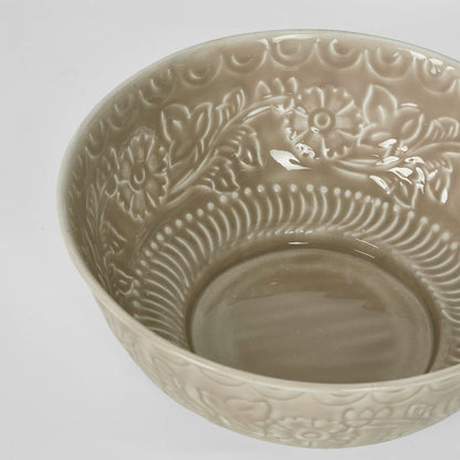 Enamel Bowl Embossed Taupe