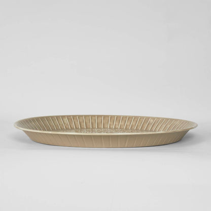 Embossed Enamel Round Tray Taupe