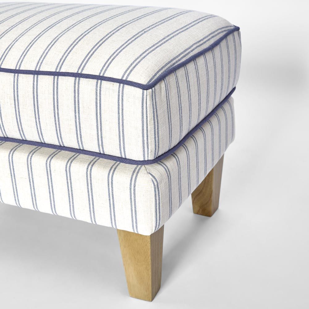 Bondi Hamptons Ottoman Blue/White Pin Stripe
