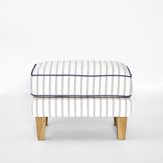 Bondi Hamptons Ottoman Blue/White Pin Stripe