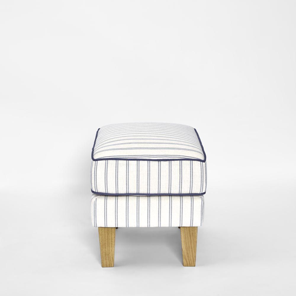 Bondi Hamptons Ottoman Blue/White Pin Stripe