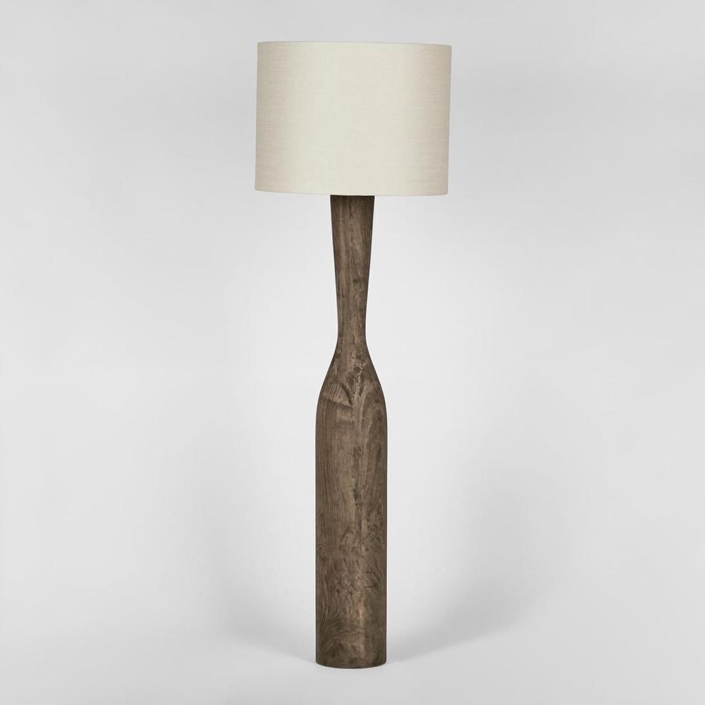 Callum Timber Floor Lamp Base With Natural Shade