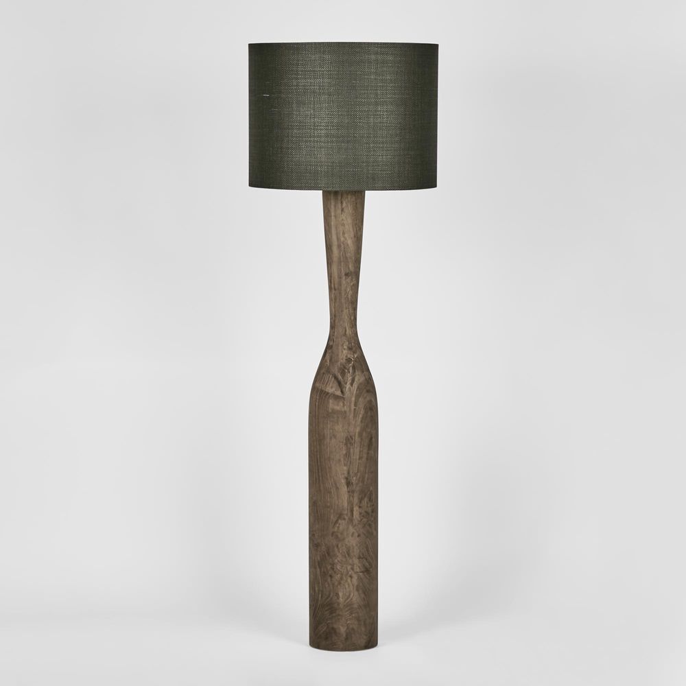 Callum Timber Floor Lamp Base With Black Shade