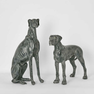 Lino Dog Sculpture Sitting Black