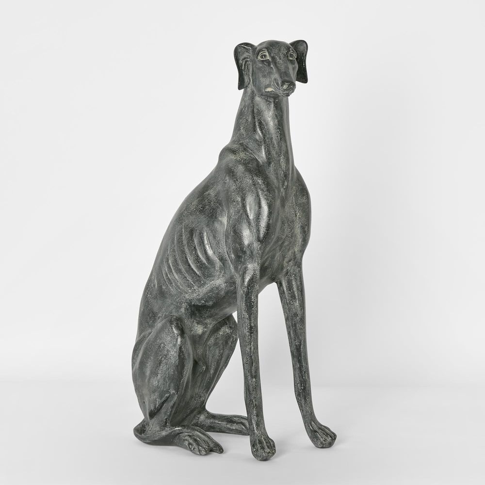 Lino Dog Sculpture Sitting Black