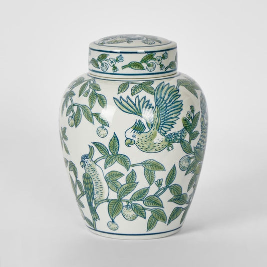 Meadow Parrot Lidded Jar