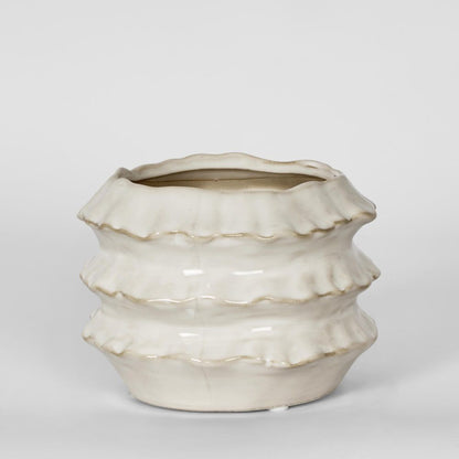 Frilly Planter White Medium