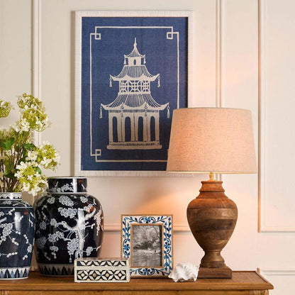 Pagoda Blue And White Wall Art A