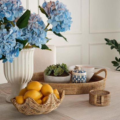 Paume Rattan Oval Serving Tray With Handles Natural