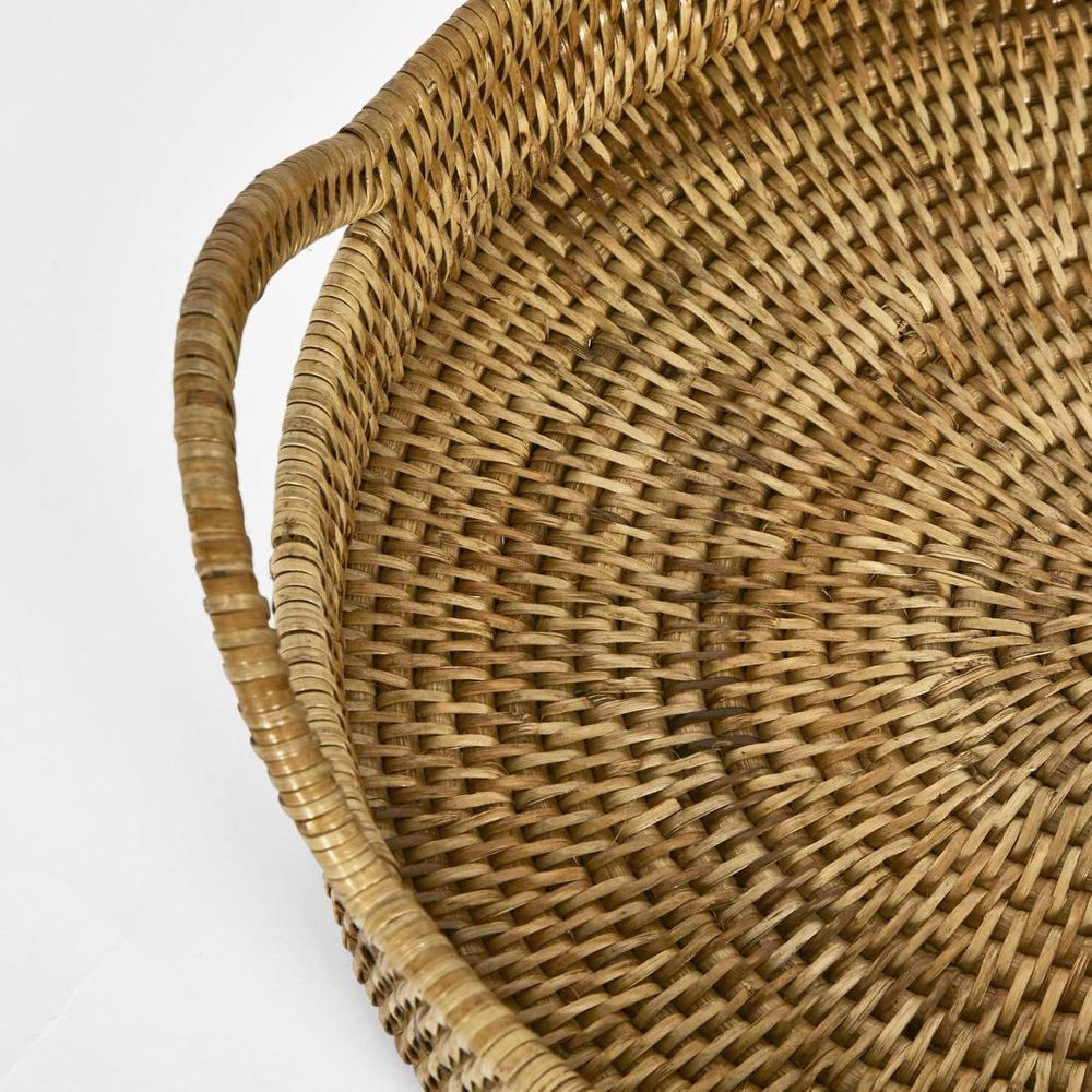 Paume Rattan Oval Serving Tray With Handles Natural