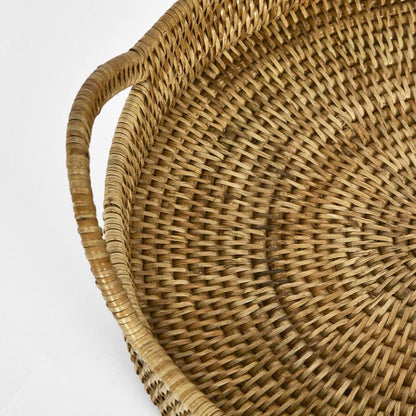 Paume Rattan Oval Serving Tray With Handles Natural