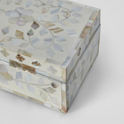 Elena Mother Of Pearl Trinket Box White