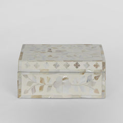 Elena Mother Of Pearl Trinket Box White