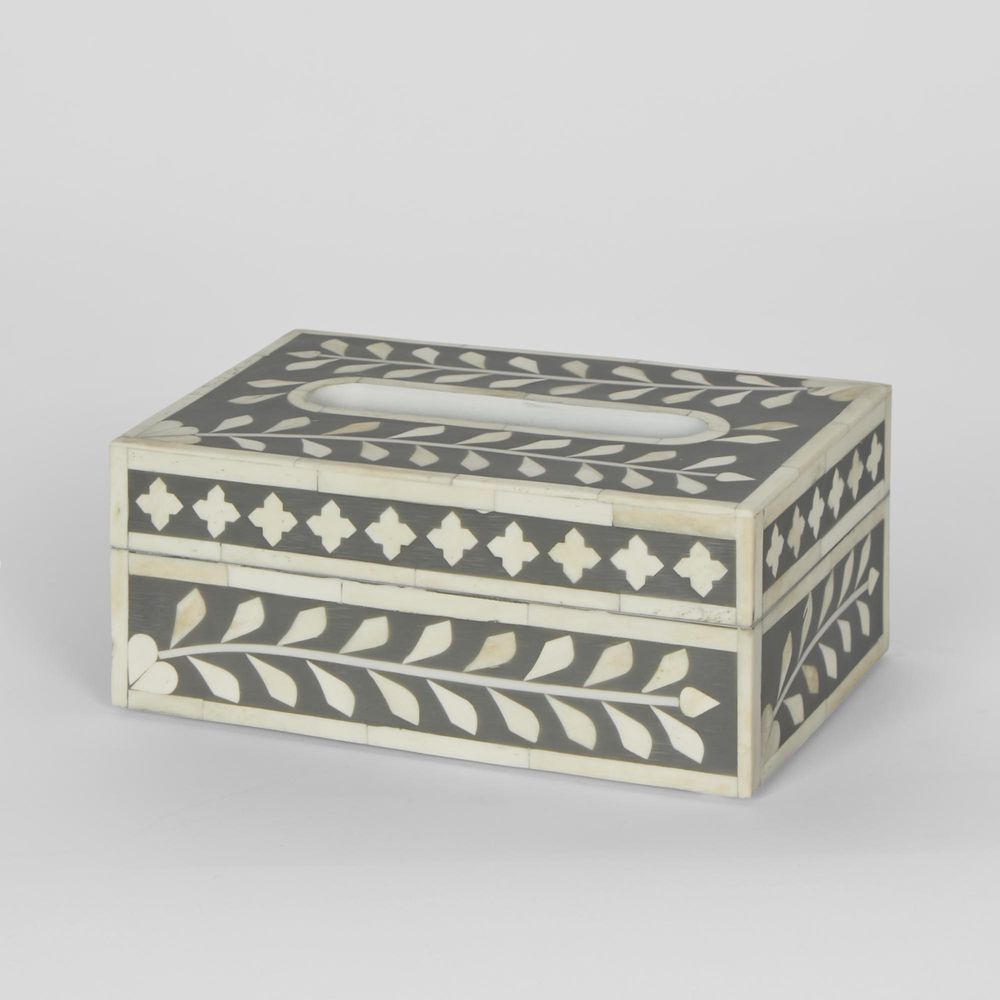 Aurora Bone Inlay Tissue Box Grey/White