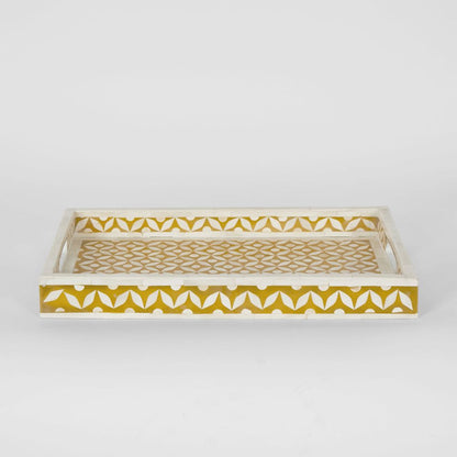 Mina Bone Inlay Tray Mustard/White