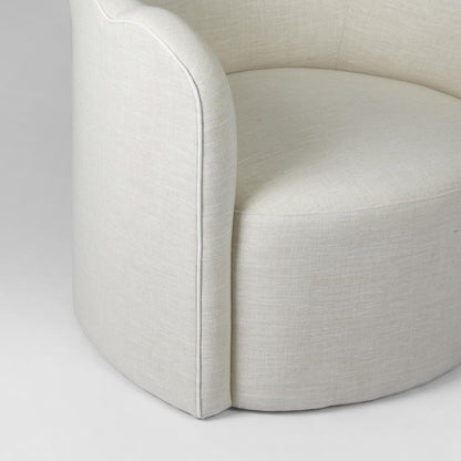 Camille Scallop Armchair Natural With White Piping