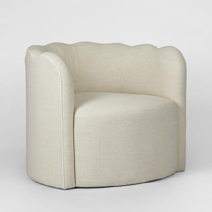 Camille Scallop Armchair Natural With White Piping