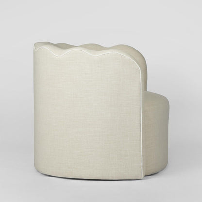 Camille Scallop Armchair Natural With White Piping