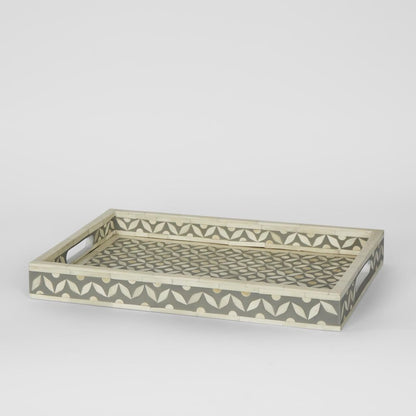 Mina Bone Inlay Tray Grey/White