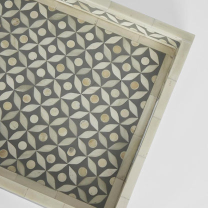 Mina Bone Inlay Tray Grey/White