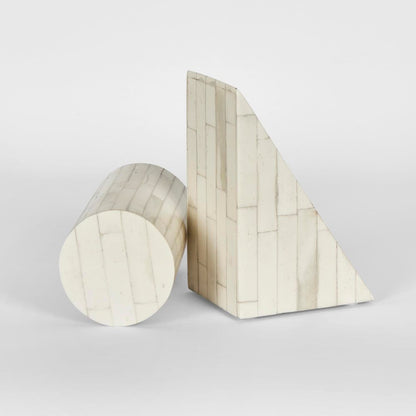 Lyra Bone Inlay Bookends White