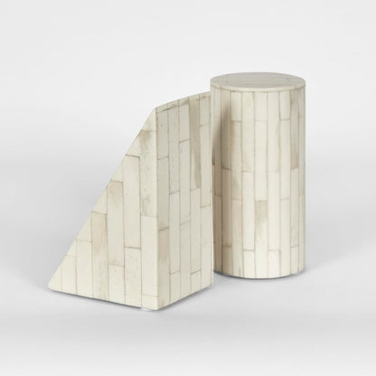 Lyra Bone Inlay Bookends White