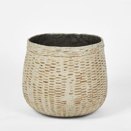 Esparta Cement Coated Bamboo Planter Med