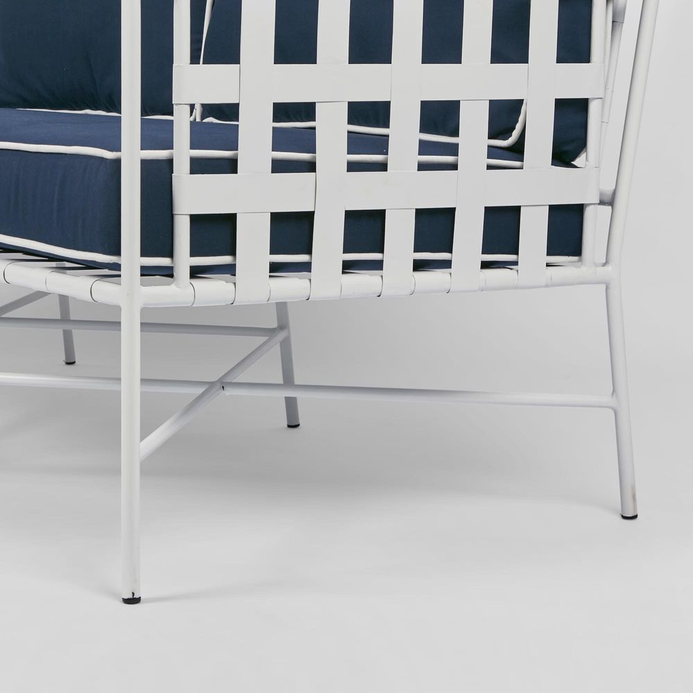 Sheffield Iron Lounge White/Navy -Outdoor