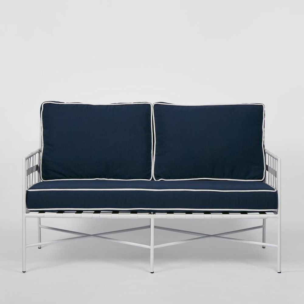 Sheffield Iron Lounge White/Navy -Outdoor